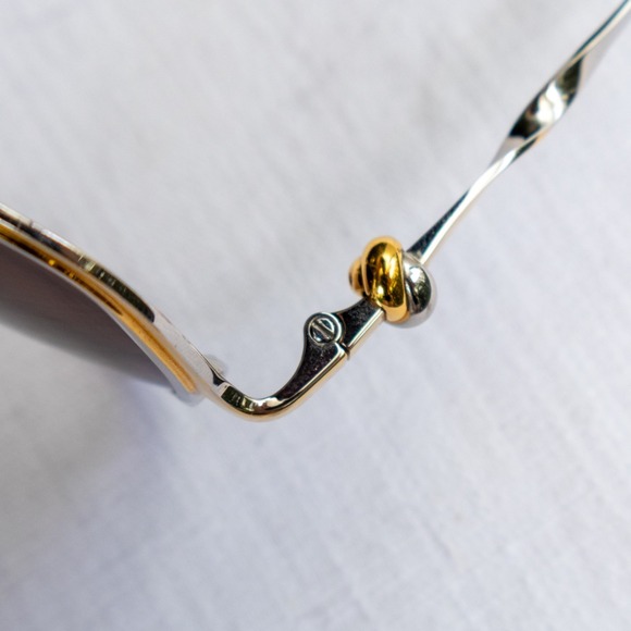 Vintage Cartier Trinity de‎ Cartier CT0089S Cat Eye Sunglasses Gold Silver Brown - Picture 10 of 14